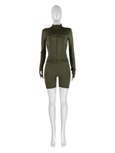 Load image into Gallery viewer, Sexy tight long-sleeved shorts two-piece suit