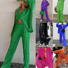 Load image into Gallery viewer, solid color drape pleated two-piece set AY3584