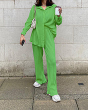 Load image into Gallery viewer, solid color drape pleated two-piece set AY3584