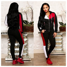 Load image into Gallery viewer, Stitching hooded casual two-piece set(AY1629)