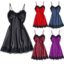 Load image into Gallery viewer, Sexy V-neck Lace Trim Sling Nightdress(AY1604)
