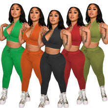 Load image into Gallery viewer, Baseball suit collar zipper vest two-piece set AY1898