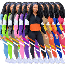 Load image into Gallery viewer, Multicolor stitching casual sports suit