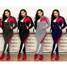 Load image into Gallery viewer, Stitching hooded casual two-piece set(AY1629)