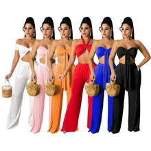 Load image into Gallery viewer, Sexy solid color wide leg pants tube top suit(AY1831)