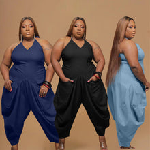 Load image into Gallery viewer, Plus solid color sling harem jumpsuit AY1102