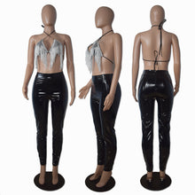 Load image into Gallery viewer, Tassel tube top stretch PU pants two-piece set AY1695