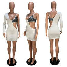 Load image into Gallery viewer, Fashion Patchwork Sequin Long Sleeve Dress(AY1717)