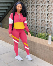 Load image into Gallery viewer, Multicolor stitching casual sports suit