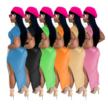 Load image into Gallery viewer, Sexy solid color pit strip long dress(AY1819)