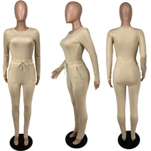 Load image into Gallery viewer, Casual Solid Color Slim Fit Long Sleeve Two Piece Set(AY1791)
