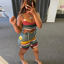 Load image into Gallery viewer, Fashion stripe lace up dress AY1886