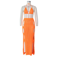 Load image into Gallery viewer, Sexy knitted cutout swimwear beach blouse two piece set(AY1954)