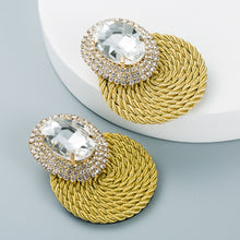 Load image into Gallery viewer, Personalized oval glass diamond braided earrings(AE4062)