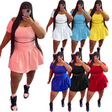 Load image into Gallery viewer, Fashion solid color pleated skirt two-piece set(AY1817)