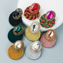 Load image into Gallery viewer, Personalized oval glass diamond braided earrings(AE4062)