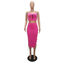 Load image into Gallery viewer, Fashion Letter Contrast Color Sling Pack Hip Skirt Two Piece Set(AY1767)