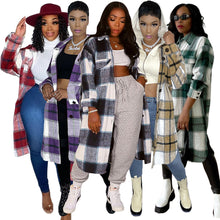 Load image into Gallery viewer, Fashion plaid long shirt jacket(AY1591)