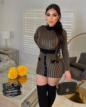 Load image into Gallery viewer, Sexy Plaid Gold Jacquard Slim Dress(AY1633)