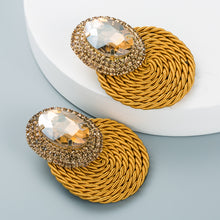 Load image into Gallery viewer, Personalized oval glass diamond braided earrings(AE4062)