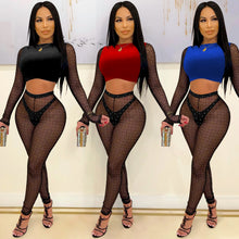 Load image into Gallery viewer, Sexy Colorblock Mesh Two Piece Set(AY1811)