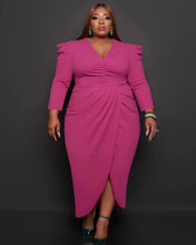 Load image into Gallery viewer, Sexy V-neck long sleeve plus dress(AY1479)