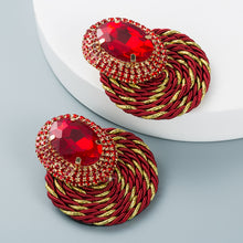 Load image into Gallery viewer, Personalized oval glass diamond braided earrings(AE4062)
