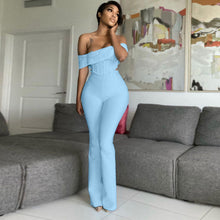 Load image into Gallery viewer, Fashionable one-shoulder flared pants suit(AY1655)