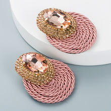 Load image into Gallery viewer, Personalized oval glass diamond braided earrings(AE4062)