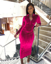 Load image into Gallery viewer, Hot selling suede long sleeve dress(A11195)
