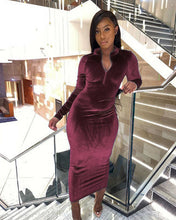 Load image into Gallery viewer, Hot selling suede long sleeve dress(A11195)