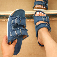 Load image into Gallery viewer, Flat slippers belt buckle flat sandals HPSD222