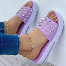 Load image into Gallery viewer, Fashion thick bottom round head rivet women's slippers HPSD214