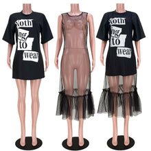 Load image into Gallery viewer, T-shirt letter mesh vest dress AY2013