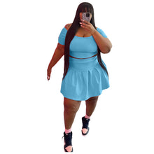 Load image into Gallery viewer, Fashion solid color pleated skirt two-piece set(AY1817)