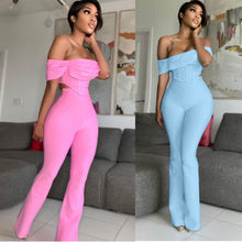 Load image into Gallery viewer, Fashionable one-shoulder flared pants suit(AY1655)