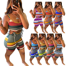 Load image into Gallery viewer, Fashion stripe lace up dress AY1886