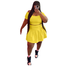 Load image into Gallery viewer, Fashion solid color pleated skirt two-piece set(AY1817)