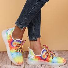 Load image into Gallery viewer, Printed flying woven lace-up casual sneakers HPSD123
