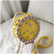 Load image into Gallery viewer, Lace flower chain shoulder small round bag AB2030