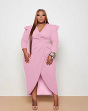 Load image into Gallery viewer, Sexy V-neck long sleeve plus dress(AY1479)