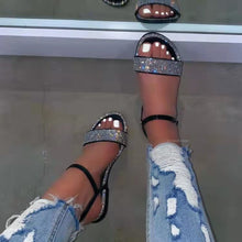 Load image into Gallery viewer, Rhinestone flat slippers