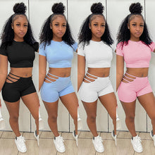 Load image into Gallery viewer, Sexy solid color shorts top two-piece set(AY1847)