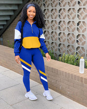 Load image into Gallery viewer, Multicolor stitching casual sports suit