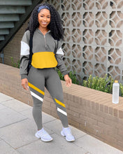 Load image into Gallery viewer, Multicolor stitching casual sports suit