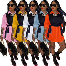 Load image into Gallery viewer, Contrast Color Tank Top Shirt Dress Two Piece Set(AY1878)