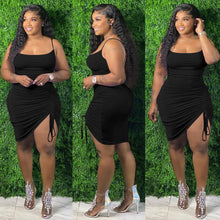 Load image into Gallery viewer, Multicolor suspender single side Pleated Dress AY2058