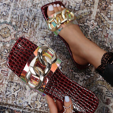 Load image into Gallery viewer, Hot metal chain flip flops HPSD073