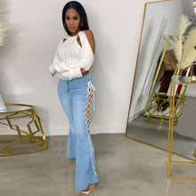 Load image into Gallery viewer, High-rise slim-fit lace-up jeans(AY1618)