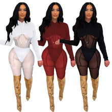 Load image into Gallery viewer, Sexy stitching mesh trousers suit(AY1647)